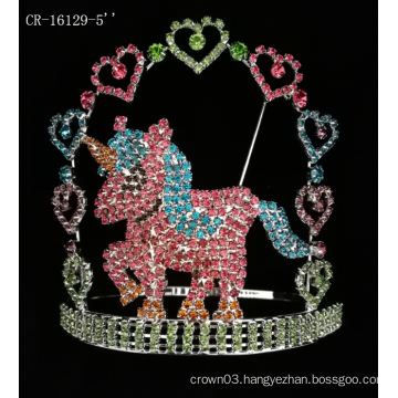 Colorful Heart Unicorn Animals Pageant Crown